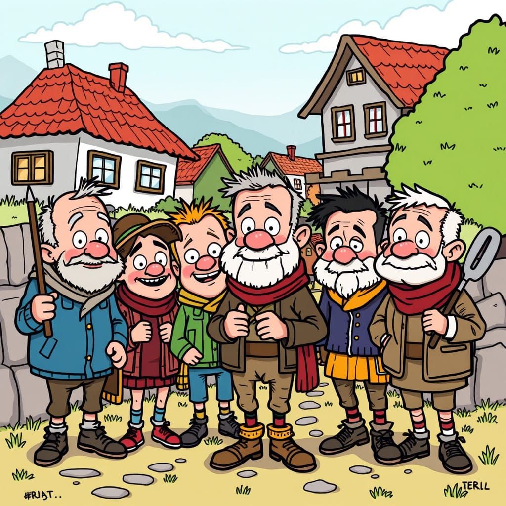 Cartoon 6,000 village idiots