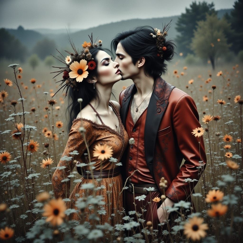 Abstract Ink Wash Landscape with Deep Tones