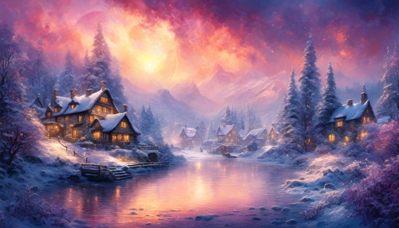 Kinkade Style Ethereal Dreamscape Painting