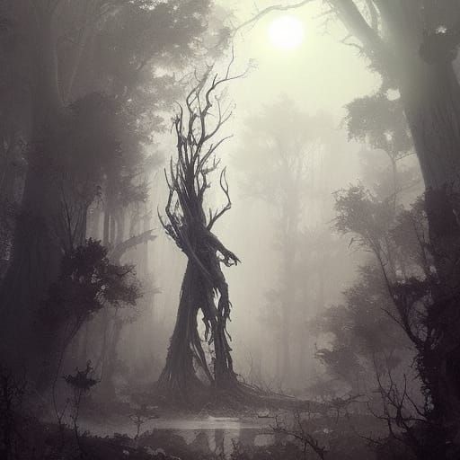 Eerie Forest Landscape in a Fantasy Horror Style