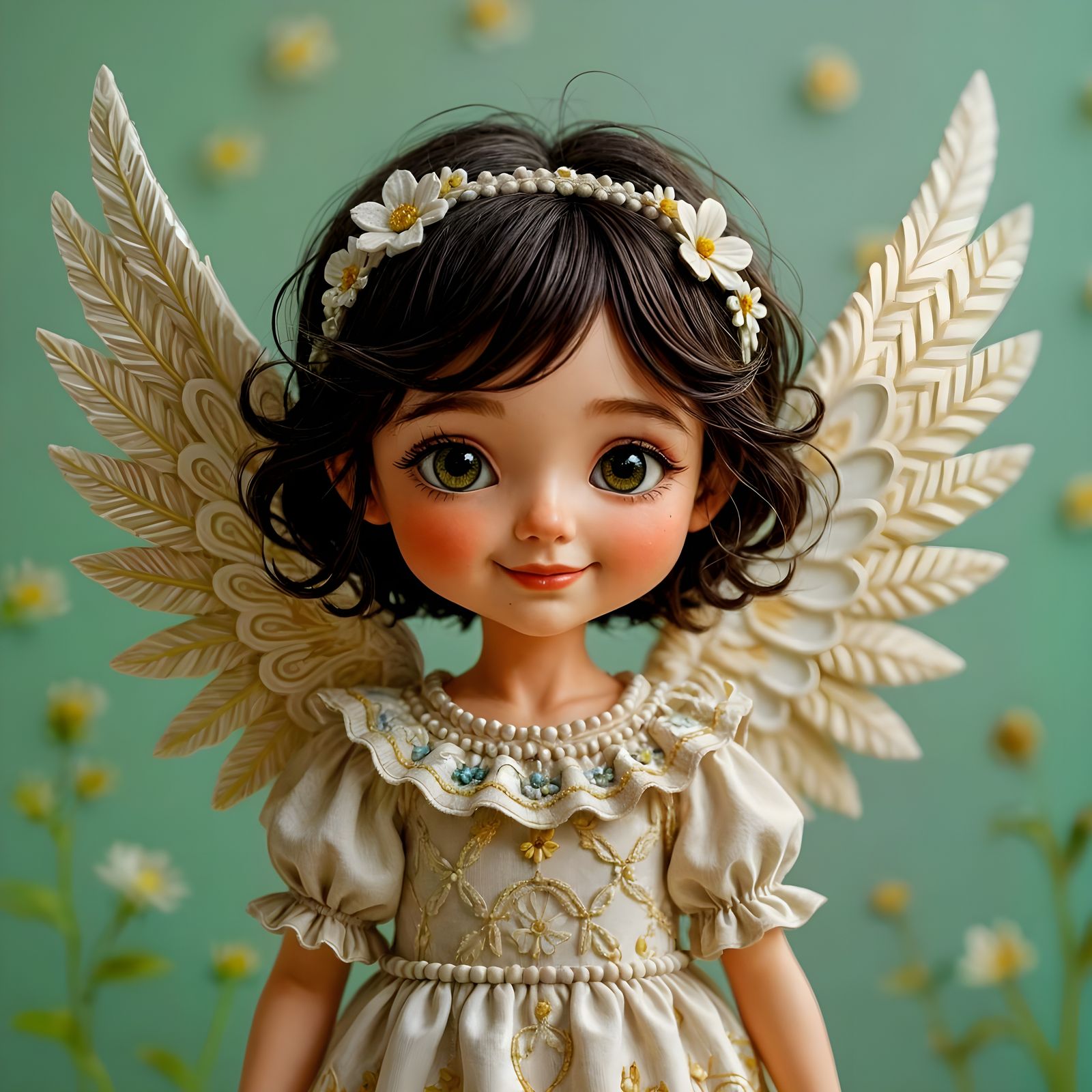 Whimsical Angel with Mischievous Smile