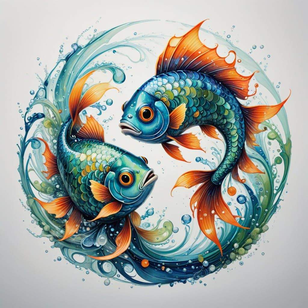 Stylized Fish Digital Illustration with Vibrant Colors