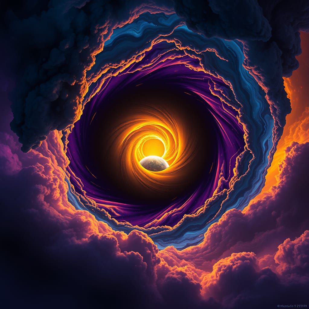 Dark Fantasy Masterpiece: Swirling Black Hole Devours Planet