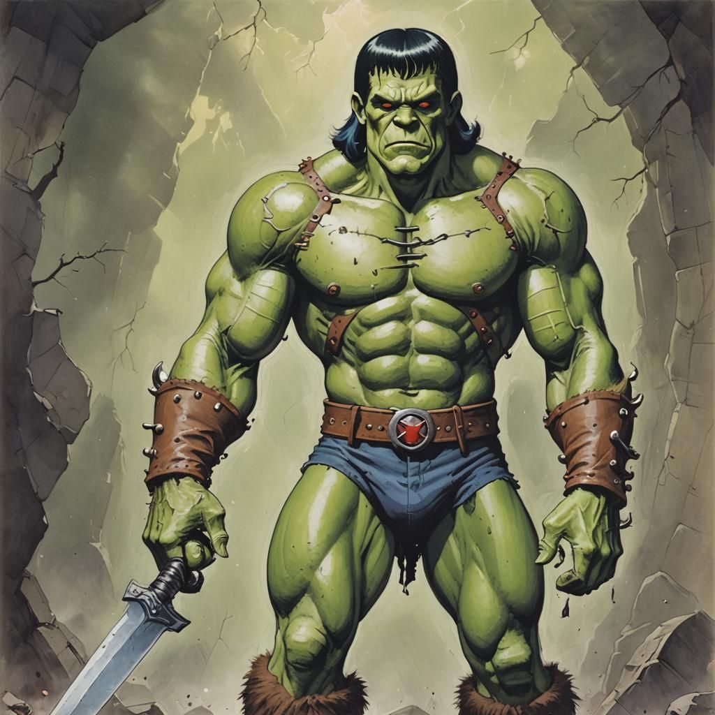 Frankenstein Cosplays He-Man: A Digital Art Fusion