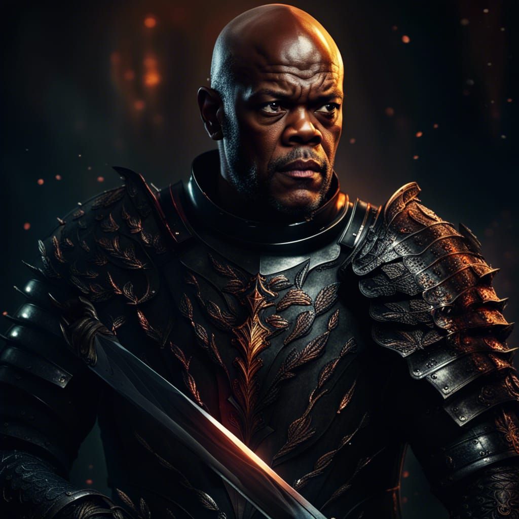 Black Knight Portrait in Detailed Matte Painting Style