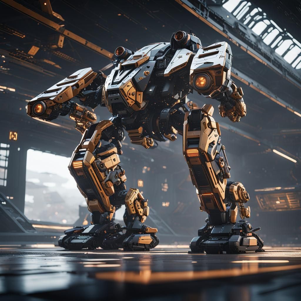Futuristic YF-19 Mech in Sci-Fi Cinematic Scene