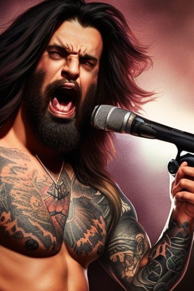 Heavy Metal Singer Portrait in Hyperdetailed Style