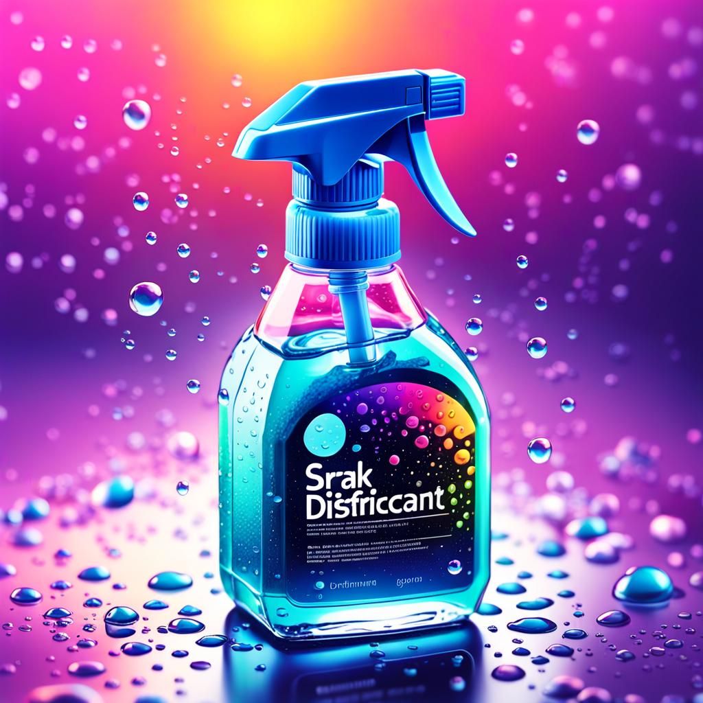 Vibrant Disinfectant Spray Bottle: Digital Illustration