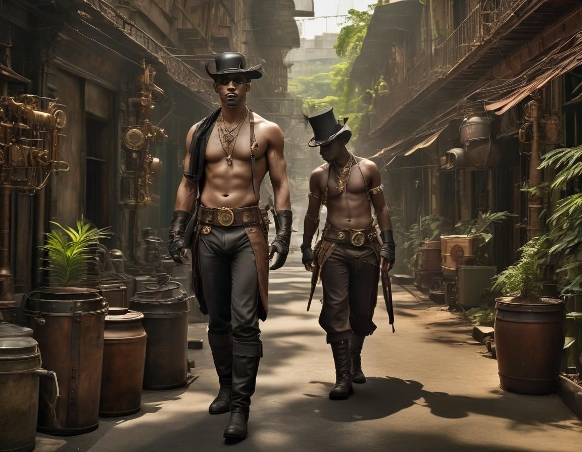 Steampunk Bombay: Wiry Men in Norman Lindsay Style