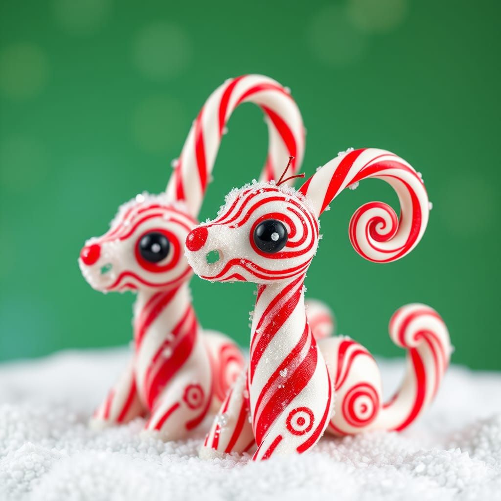 Playful Pop Art Candy Cane Creatures