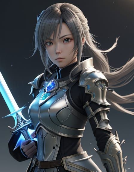 Surreal Anime Fantasy Swords in Glowing Aura