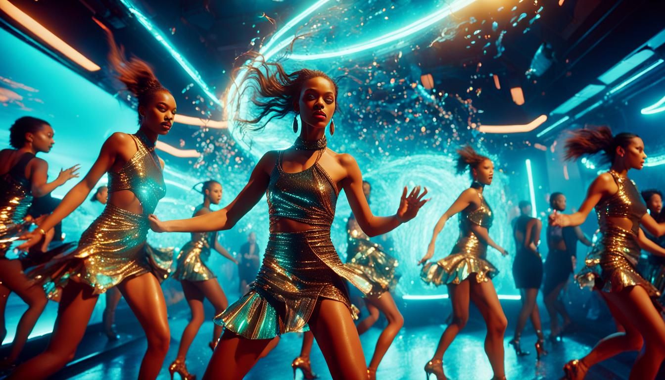 Models Dancing with Bioluminescent Accents, LaChapelle Style