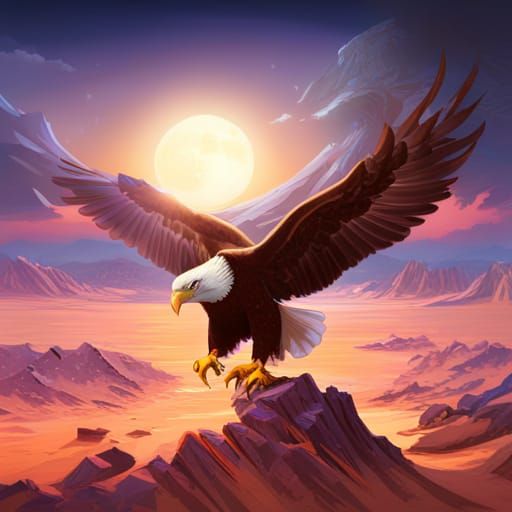 Retro American Eagle T-Shirt Design in Matte Painting