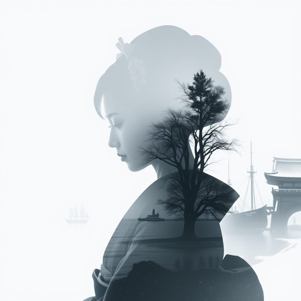 Ethereal Geisha in Winter Wonderland