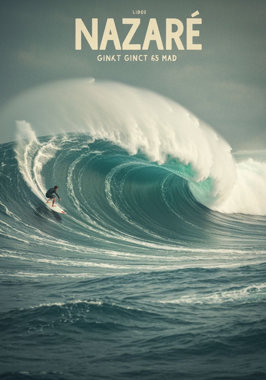 Nazaré Extreme Surfing Vintage Poster