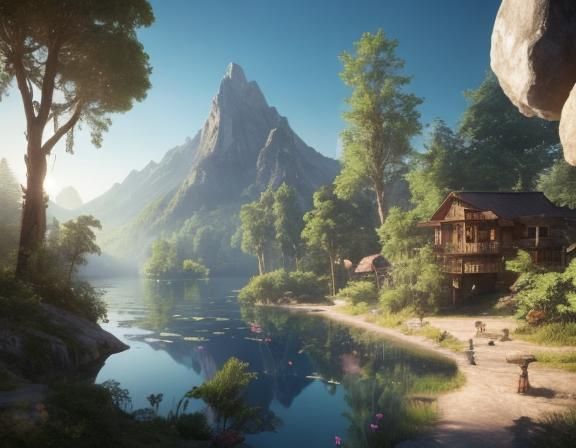 Surreal World with Glowing Flora in Hyperreal 3D