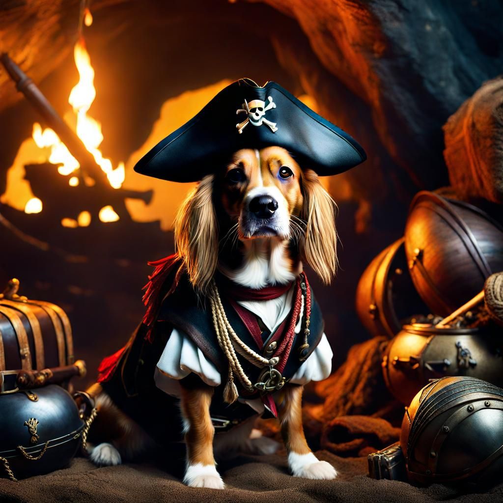 Pirate Dog in Bone Cave: Digital Matte Painting