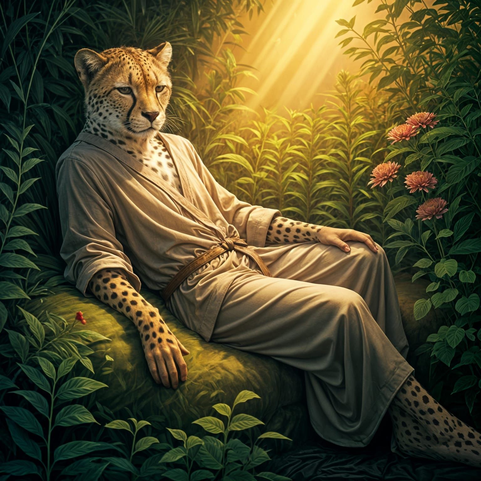 Cheetah Human Hybrid Takes a Leisurely Snooze