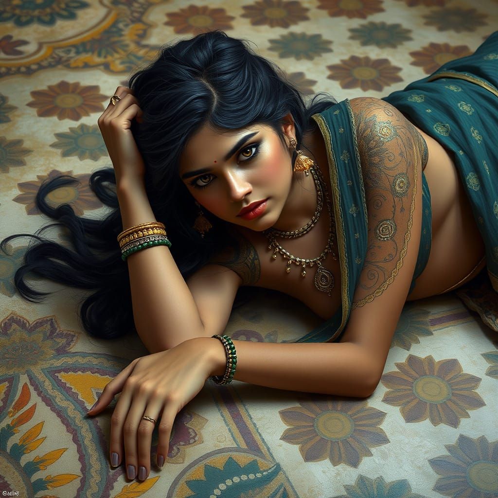 Exotic South Indian Beauty in Rich Raja Ravi Varma Style