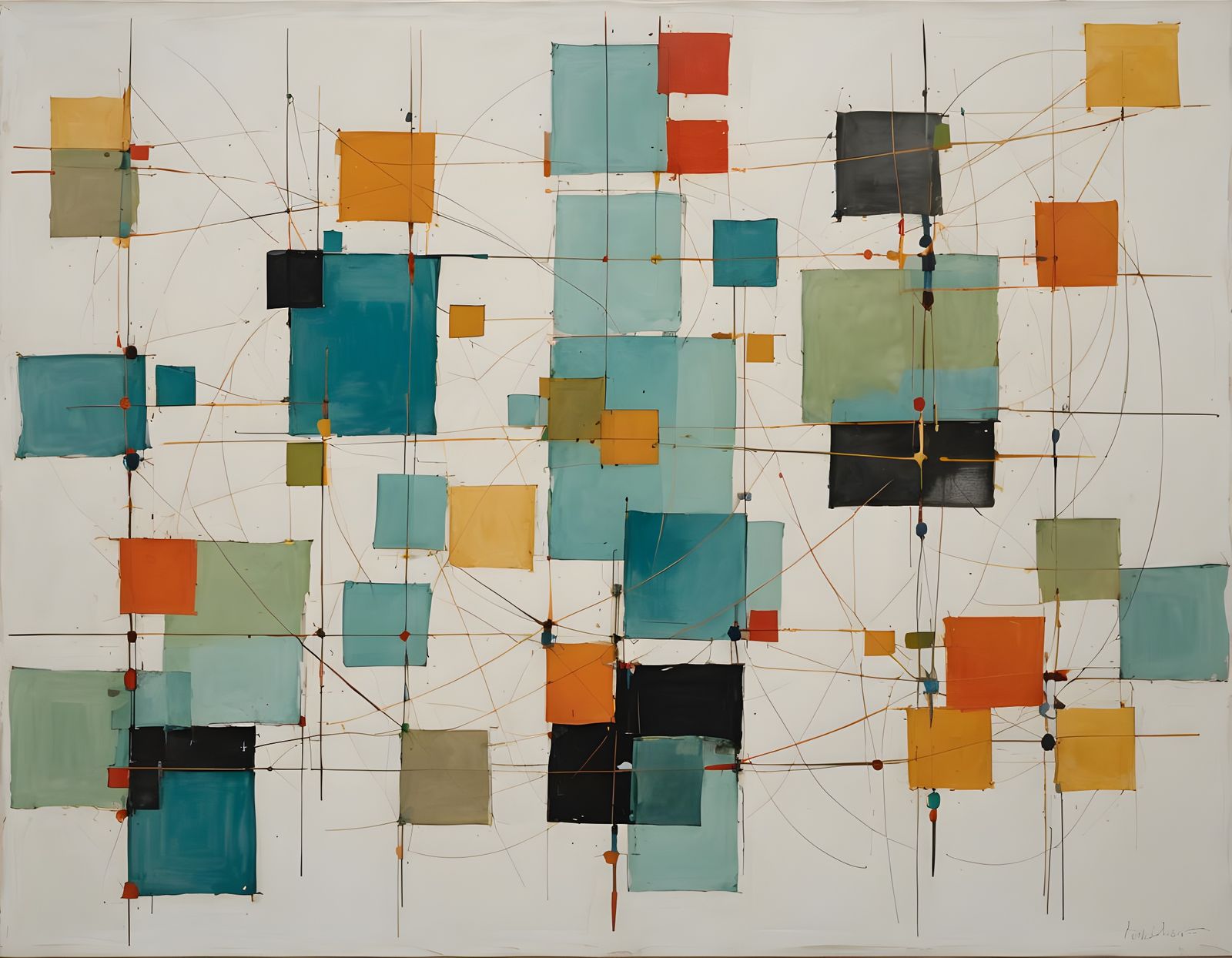 Minimalist Abstract Painting with Translucent Geometries