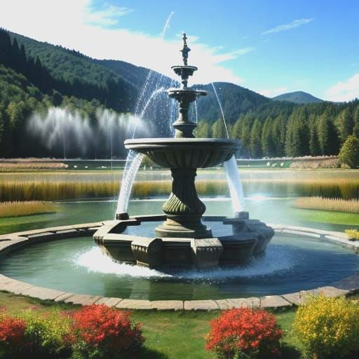 Fountain of Fire on a Lake