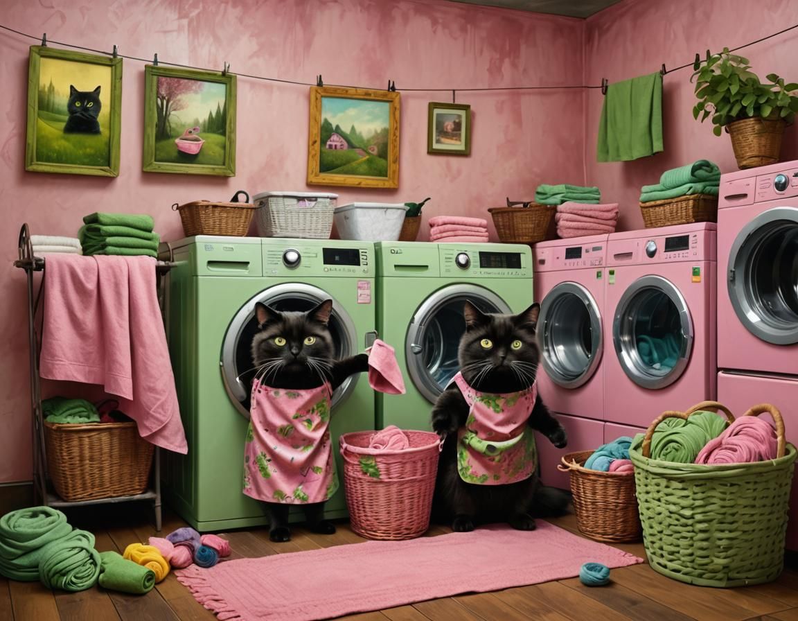 Kitties' Laundry Day