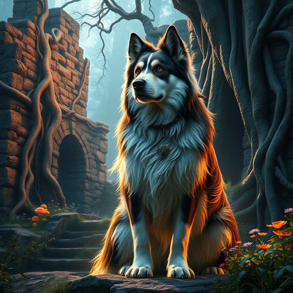 Appenzeller Dog in Mystical Fantasy Landscape