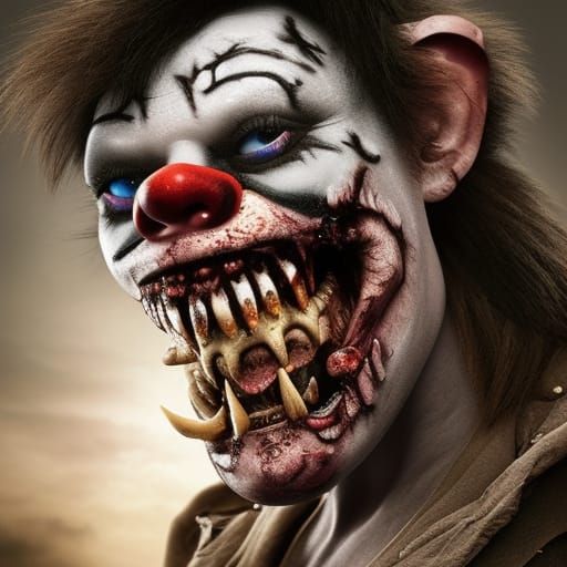 Zombie Clown Monkey Digital Matte Painting