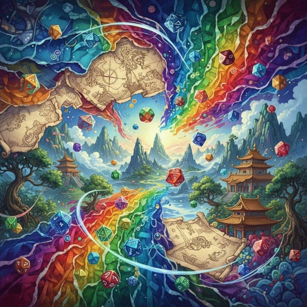 Vibrant Collage of D&D and Wuxia Worlds