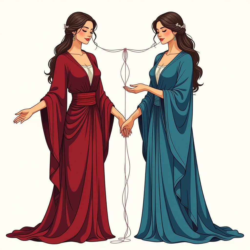 Woman in Flowing Robes, Whimsical Digital Art