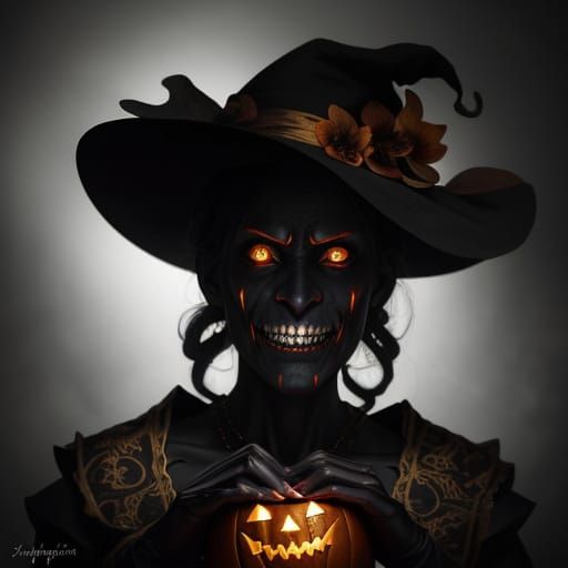 Fiery Jack O'Lantern in Baroque Oil Painting Style
