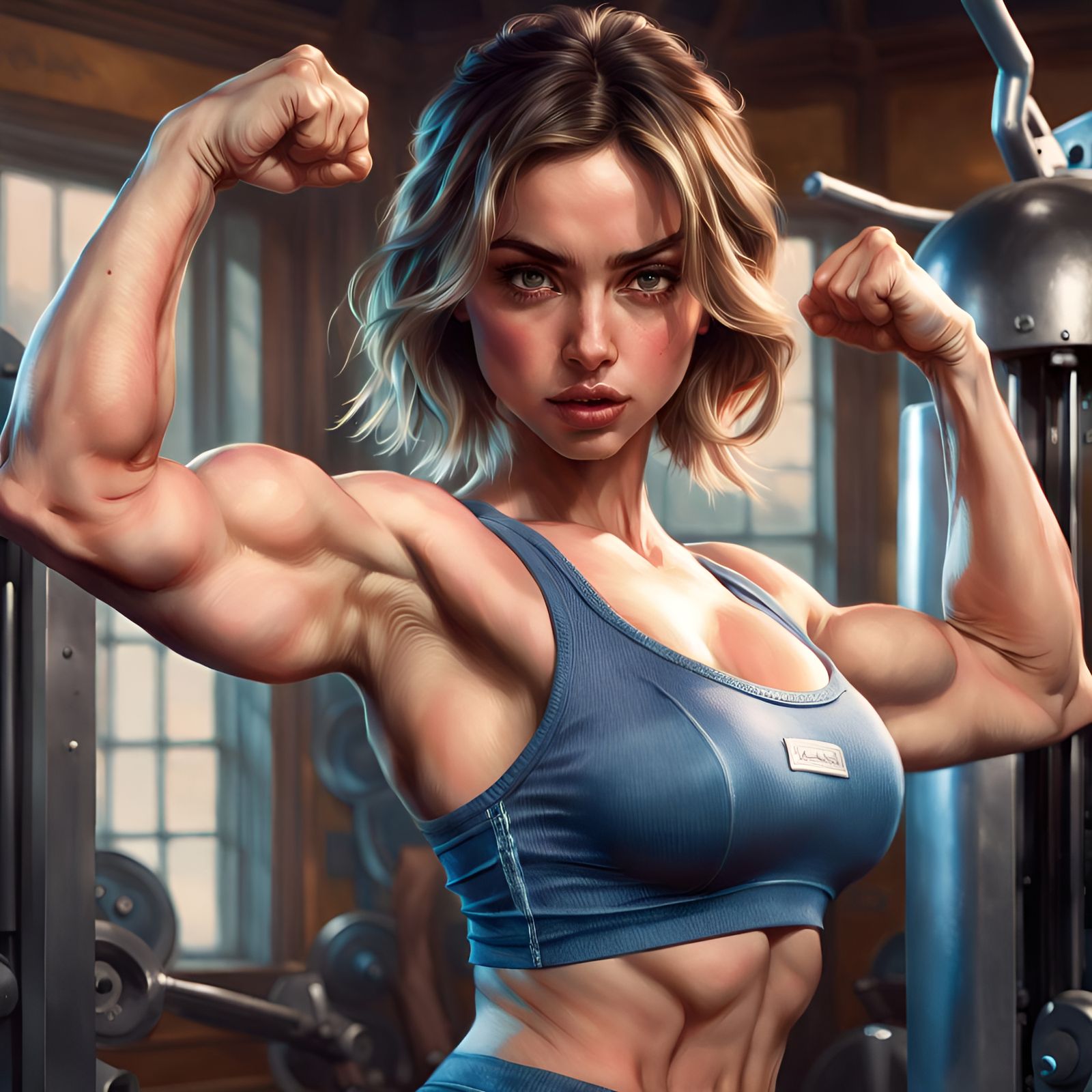 Ana de Armas Flexing Biceps, Digital Portrait