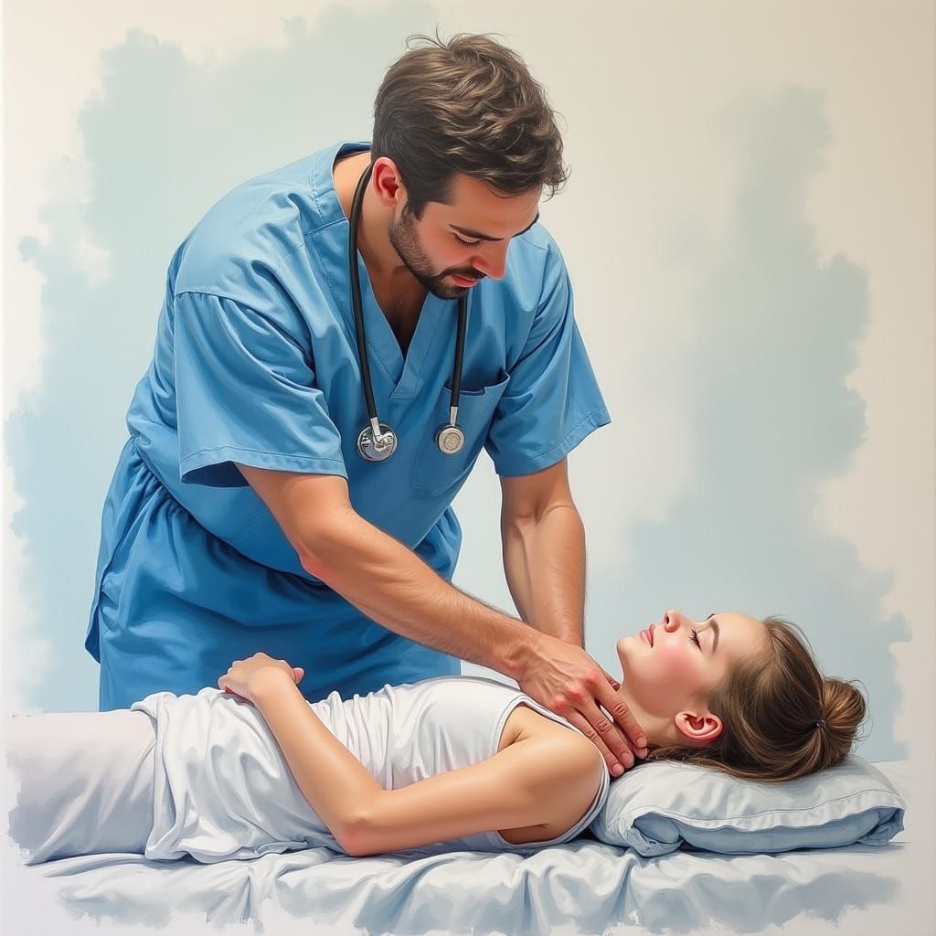 Chiropractor Massage in Impressionist Gouache Style