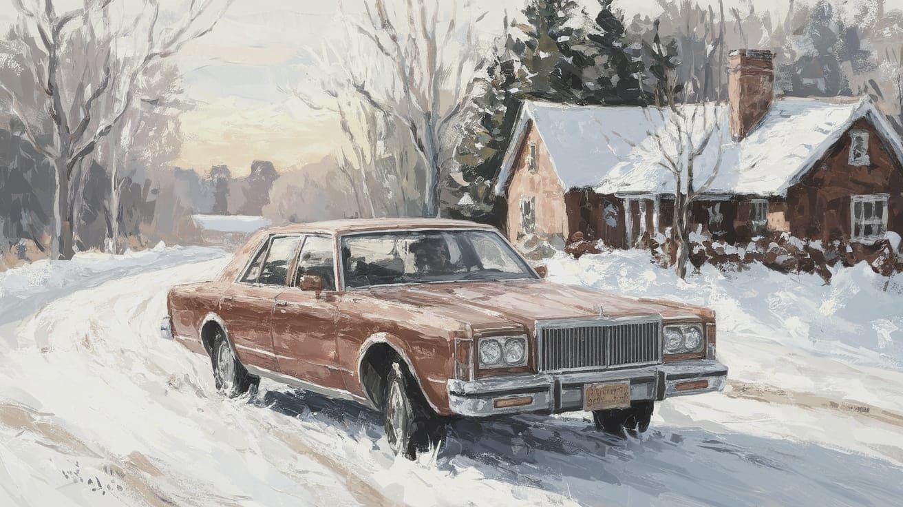 Expressive Winter Scene in Impasto Style