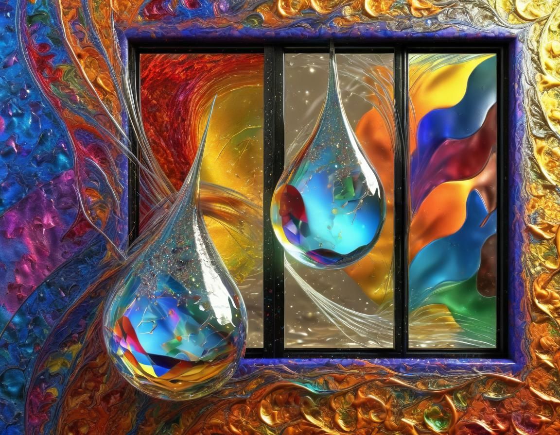 Teardrop at Window: Impasto Trompe L'Oeil in Deco Nouveau