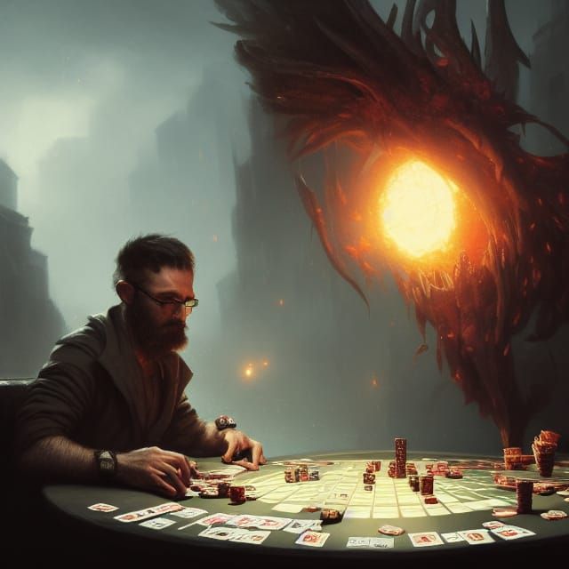 Poker Player in Dark Fantasy Style, 8k Resolution
