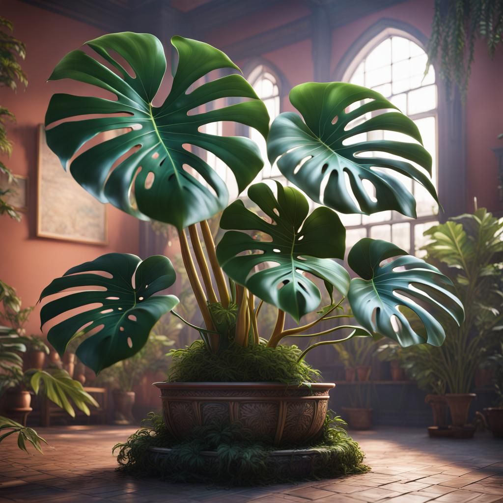 Two-Tone Monstera Plant with Magic Roots