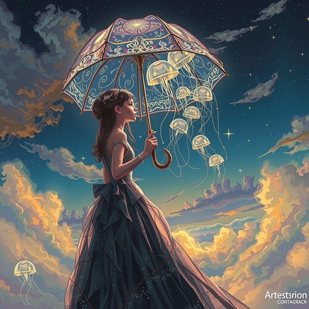 Impressionist Masterpiece: Enchanted Silhouette Under Starry...