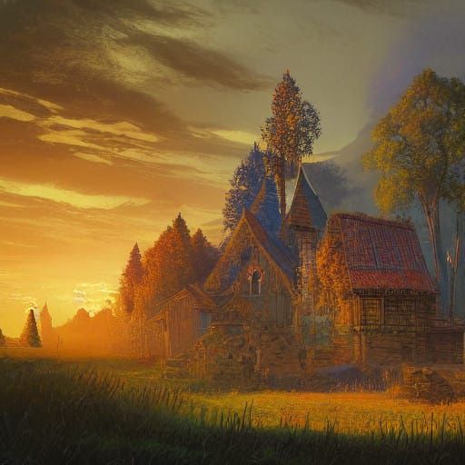 Enchanted Ukrainian Landscape at Sunset