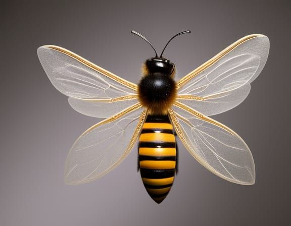 Bee in Flight: A Detailed Studio Portrait
