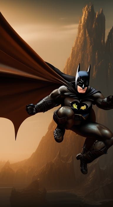 Detailed Matte Painting of Batman in Deep Color