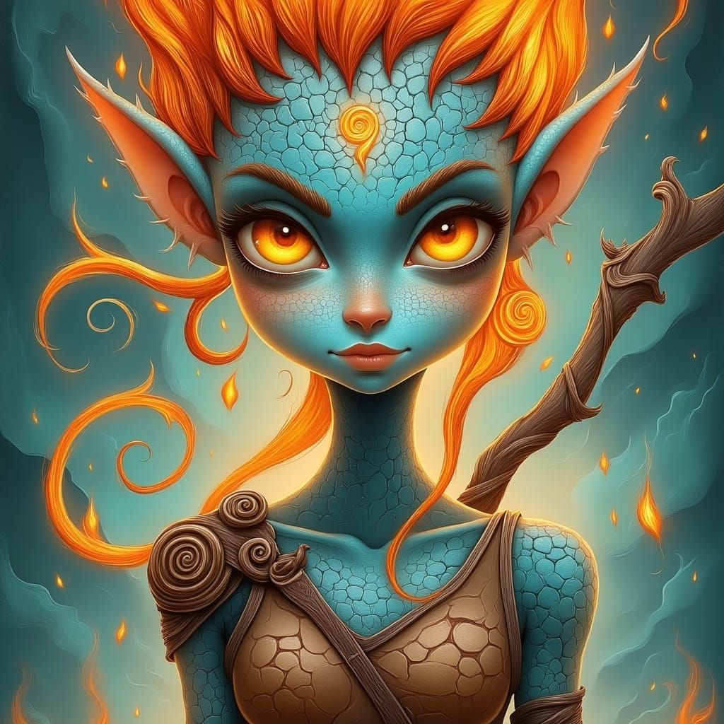 Ethereal Turquoise Character Portrait in a Fantasy Theme