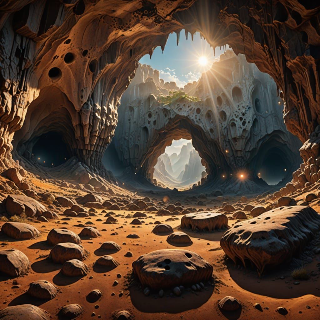 Awe-Inspiring Cave Landscape in Dramatic Lighting
