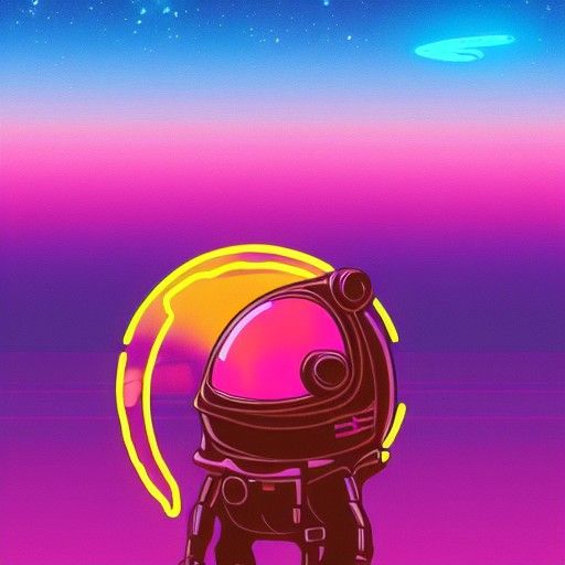 Space Pig on Mars in Synthwave Style