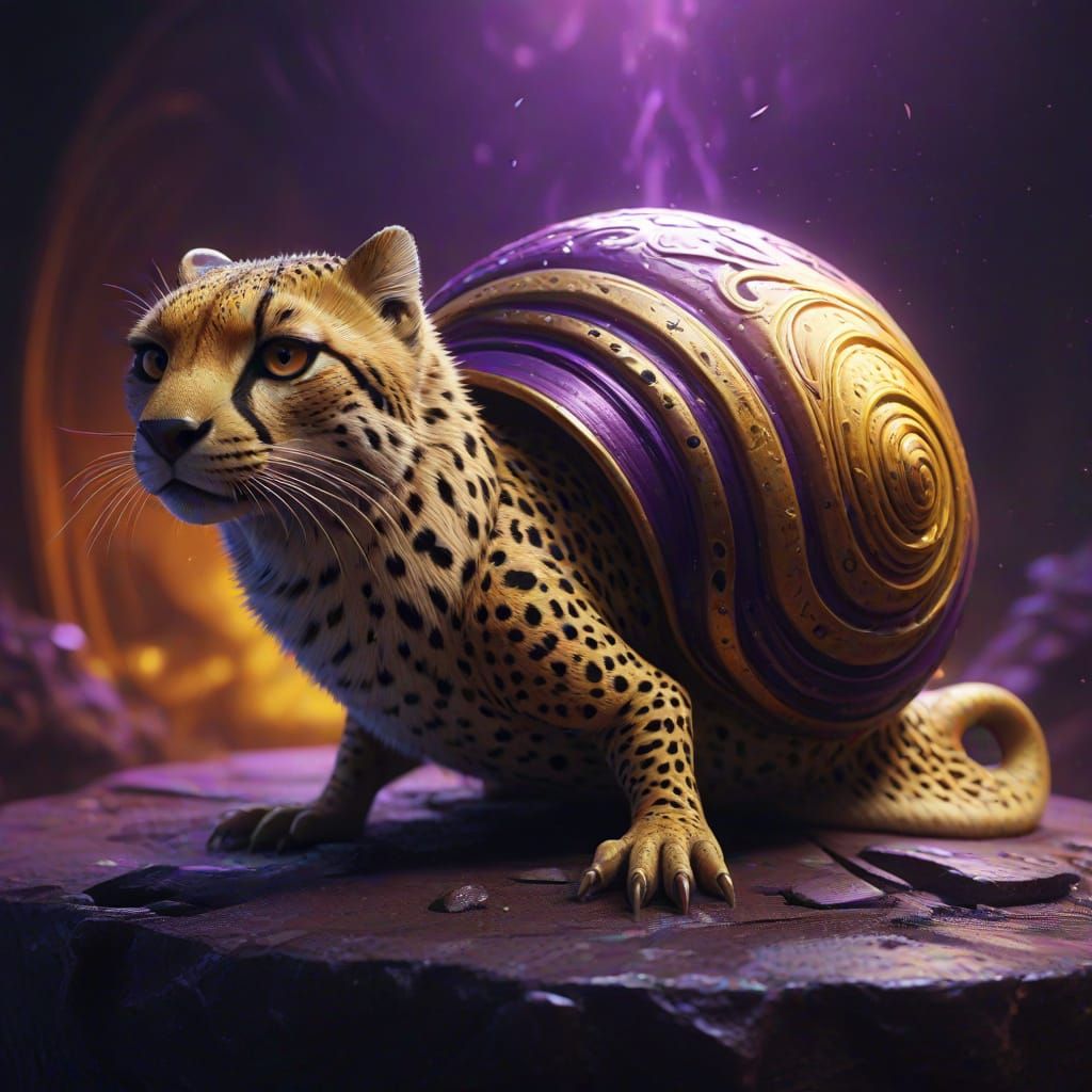 Majestic Cheetah-Snail Amidst Whirling Vortex in Dreamworld ...