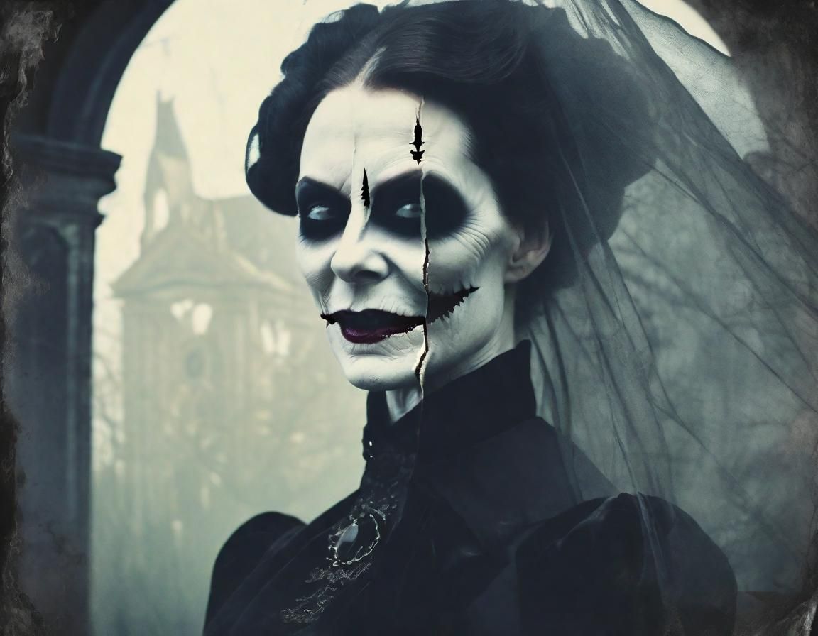 Vampire and Victorian Woman Double Exposure