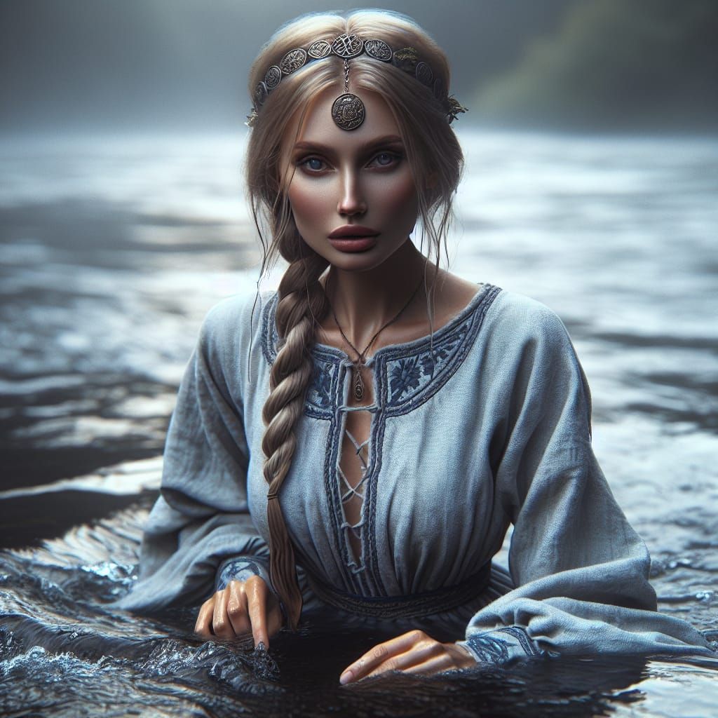 Lithuanian River Nymph Emerges, Hyperrealistic Digital Art