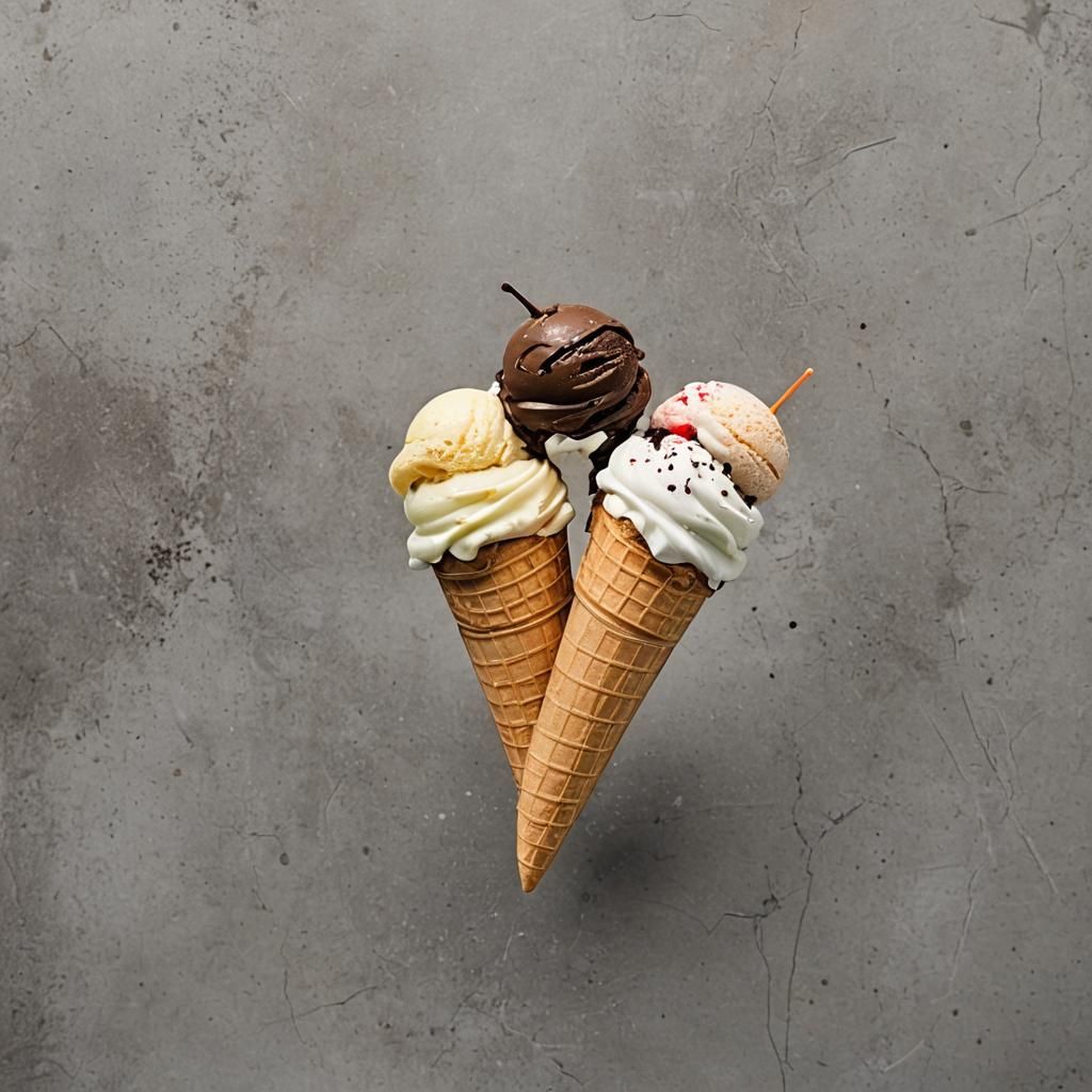 Two Ice Cream Cones Licking Each Other