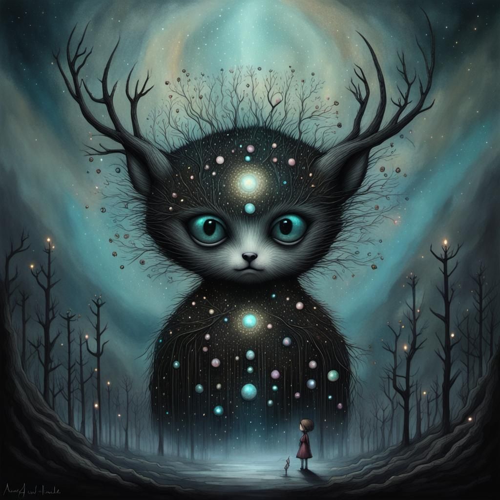 Dark Surreal Fantasy with Sparkling Jewelry