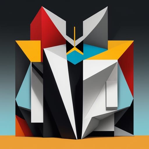 Angular Neo-Cubist Tote Bag with Geometric Patterns